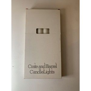 Crate & Barrel CandleLights 6 White 10" NEW Box Taper Dinner Candles Vintage